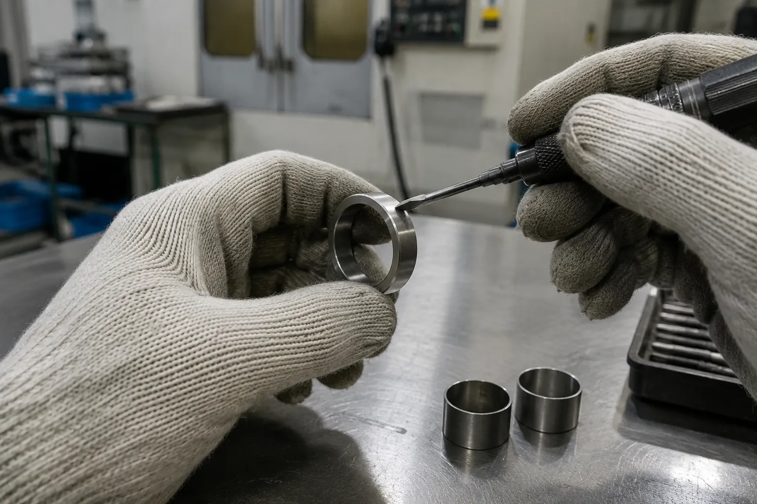 CNC machining, step 05: Deburr and edge break