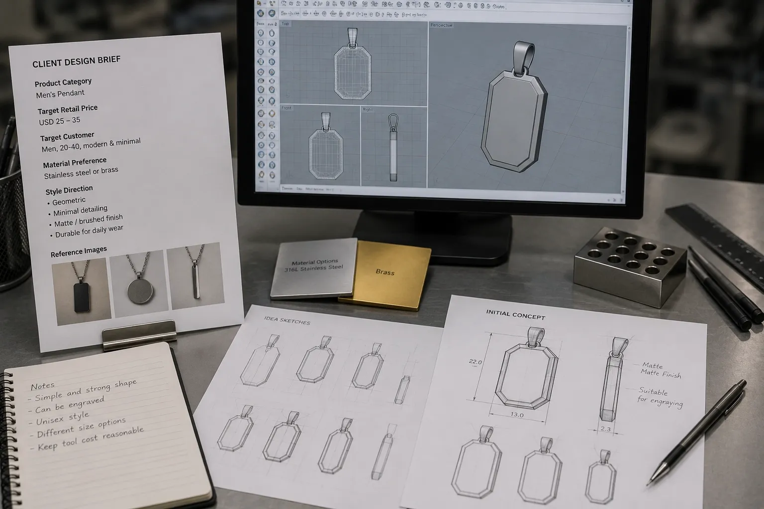 ODM — you bring the brief — A written brief goes in, concept sketches and a CAD proposal come back. Who owns that design is a contract question, not a default
