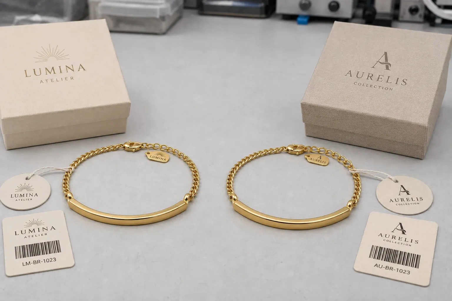 What it does not give you — One design, two buyers, two brands. Nothing about the piece is exclusive — the competition is on brand, photography and price