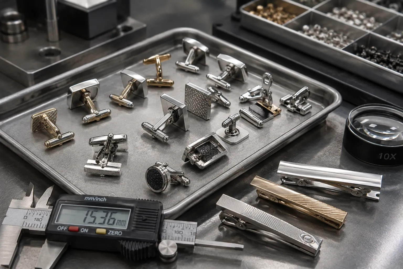 Custom cufflinks & men's produced on the factory floor in Qingxi, Dongguan, Guangdong