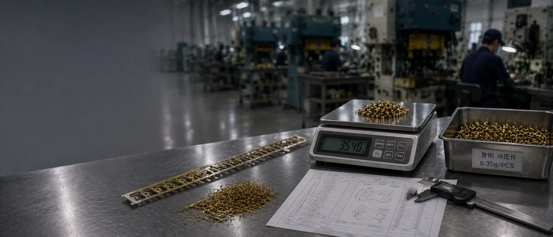 Costed jewelry components on a workbench
