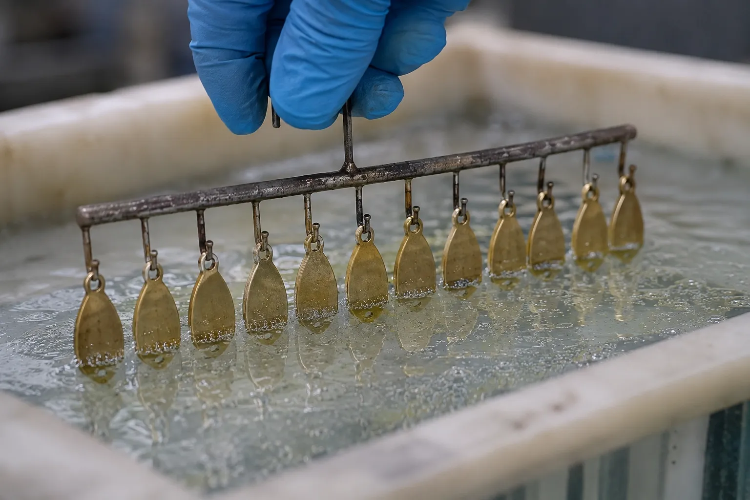 Electroplating, step 01: Ultrasonic degrease and acid activation