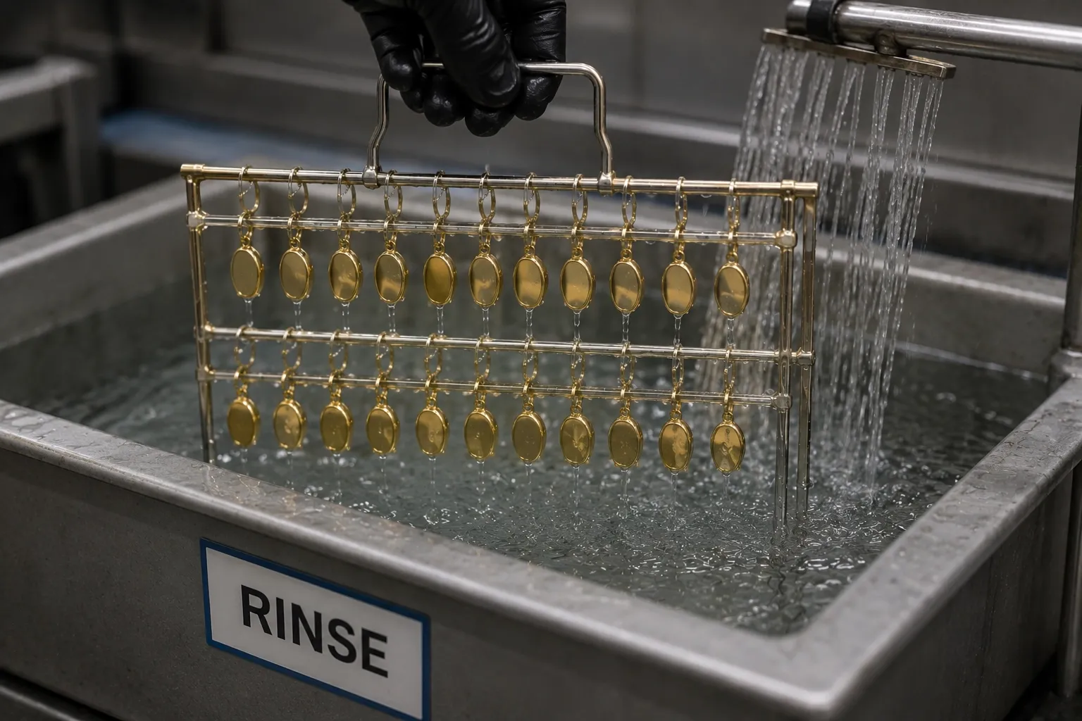 Electroplating, step 04: Rinse and neutralise