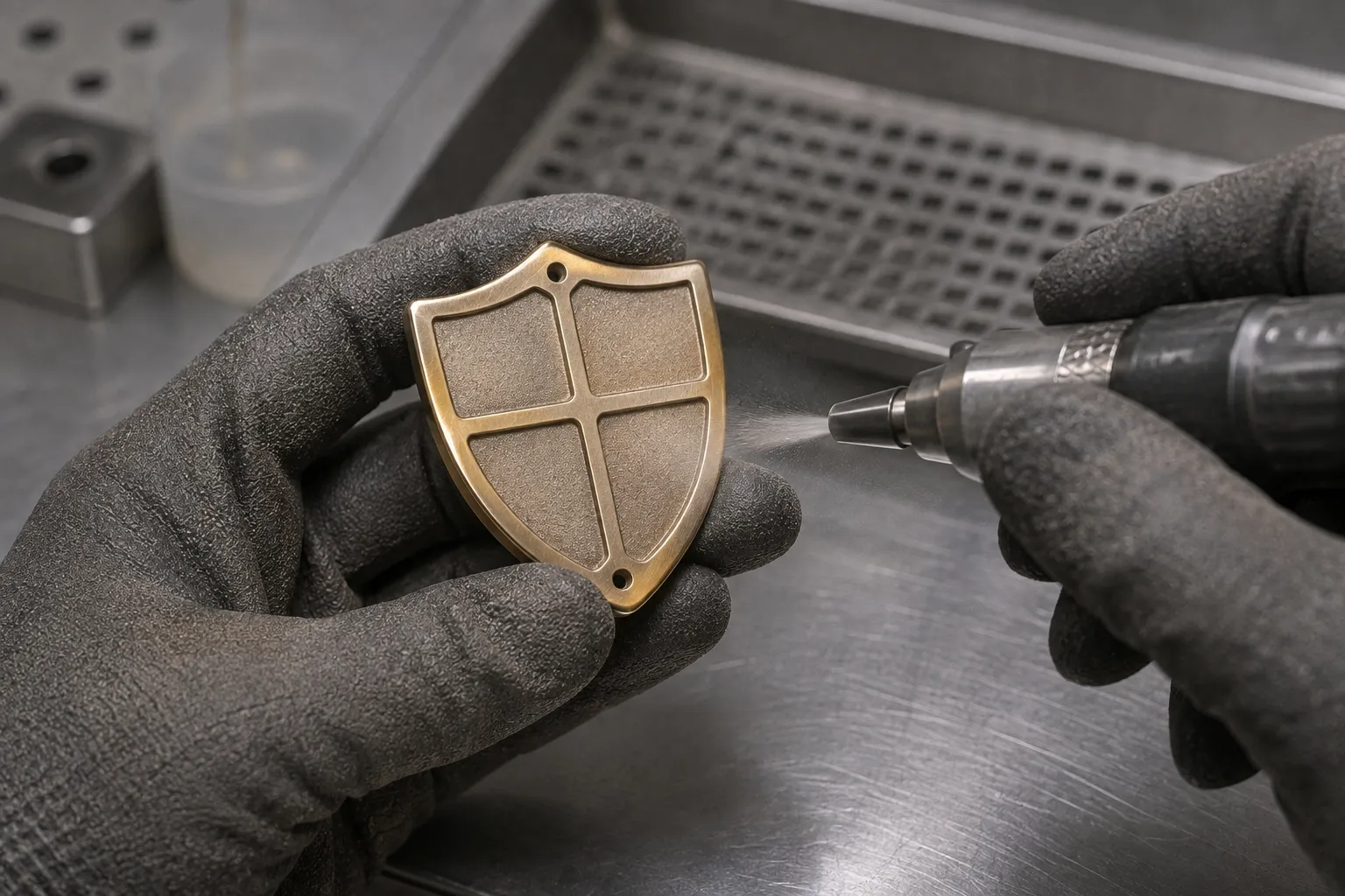 Enameling, step 02: Surface cleaned and keyed