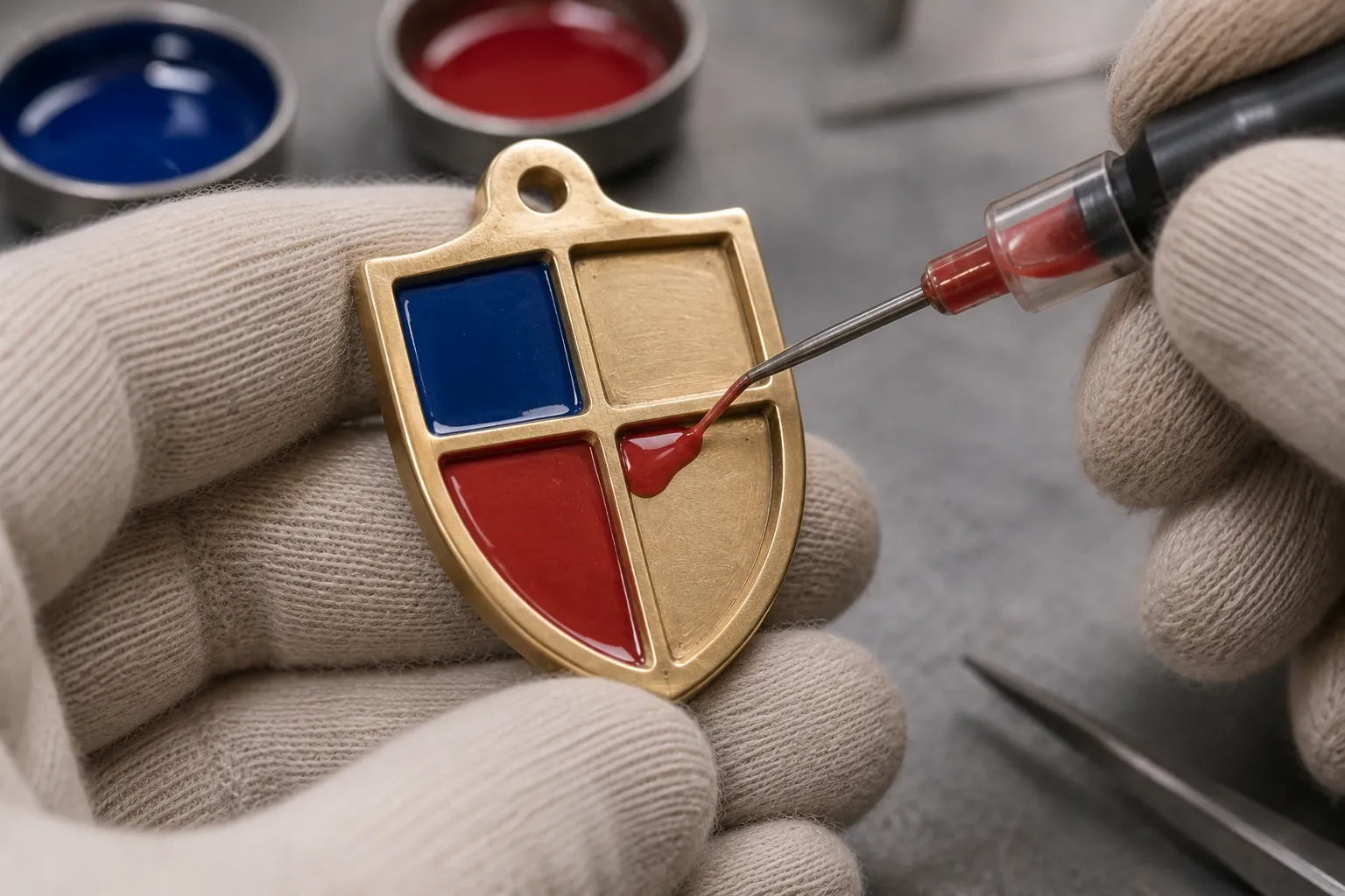 Enameling, step 03: Colour filled cell by cell