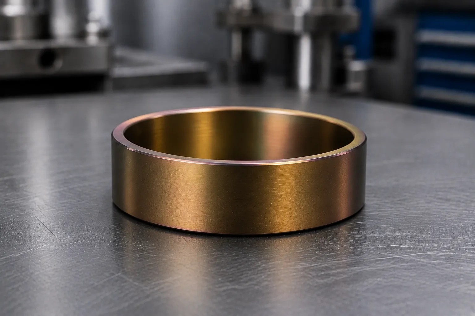 Anodised bronze — titanium (grade 2 / grade 5), produced to a buyer's own design