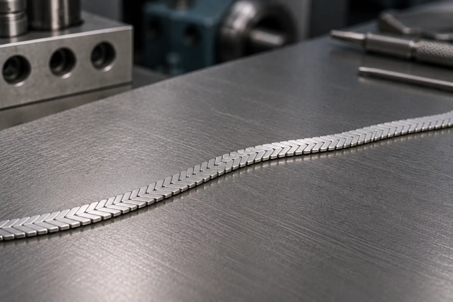 Herringbone — chain making, produced to a buyer's own design