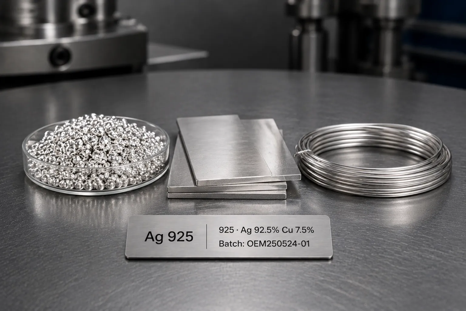 Sterling silver 925 raw stock on the factory floor