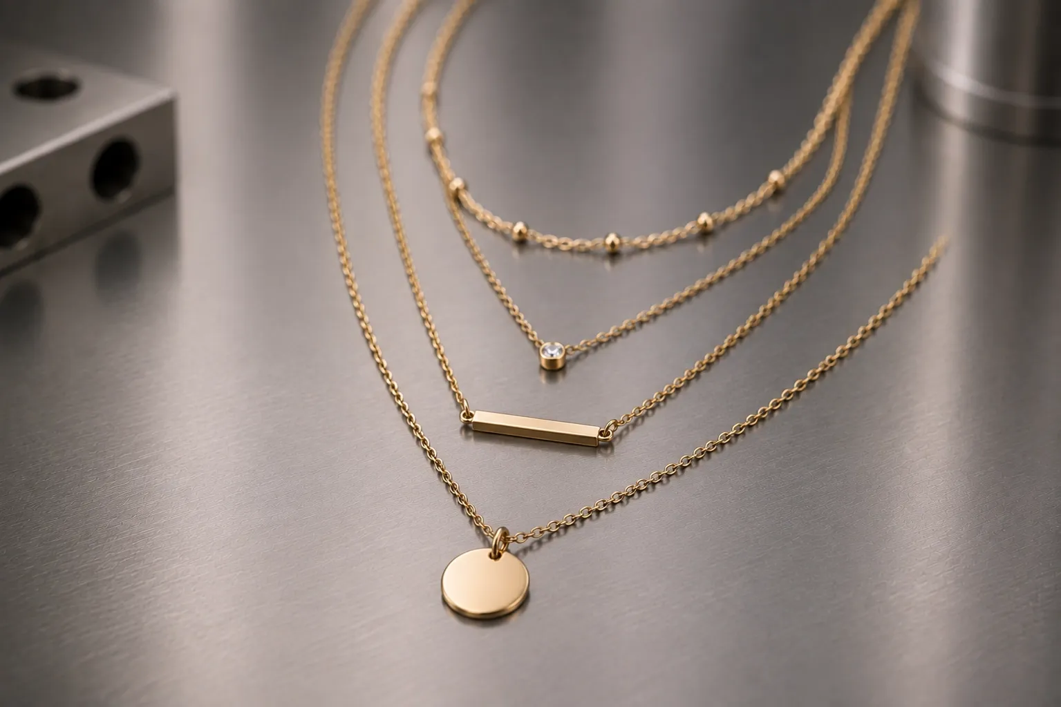 Layered set — custom necklaces and pendants, produced to a buyer's own design