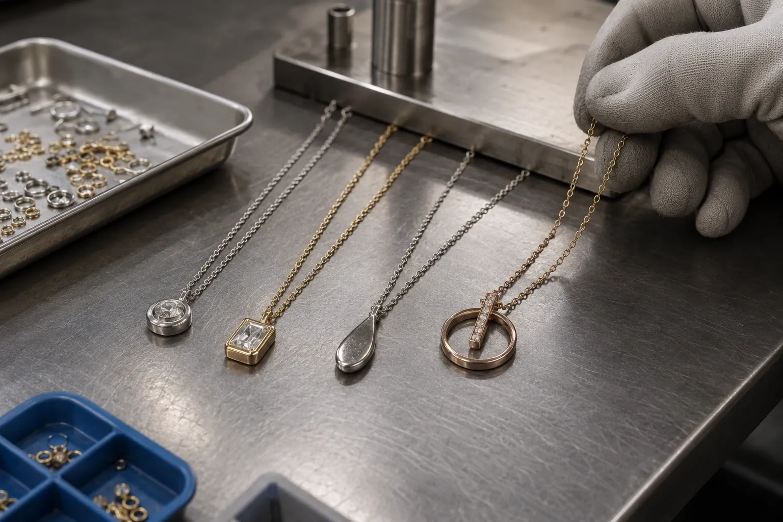 Custom necklaces & pendants produced on the factory floor in Qingxi, Dongguan, Guangdong