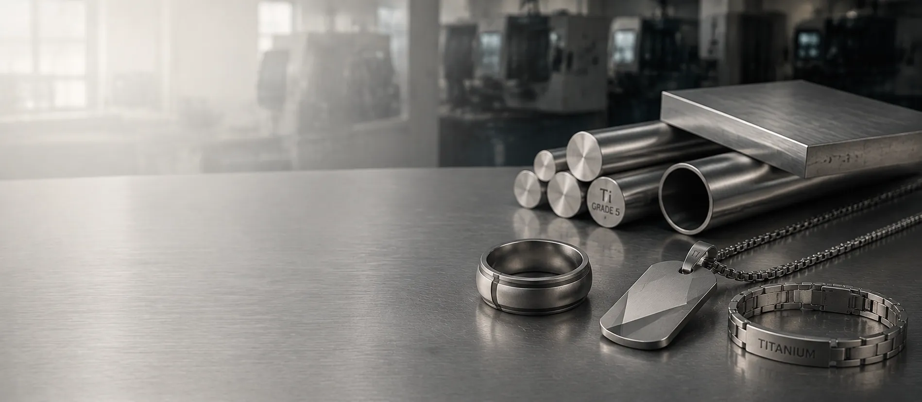 Titanium (Grade 2 / Grade 5) raw stock and finished pieces